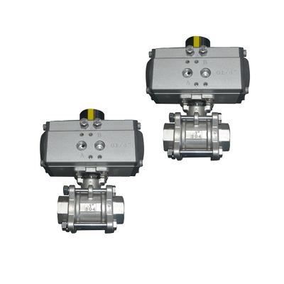 AOBL氣動(dòng)三片式絲扣球閥不銹鋼三片式螺紋口DN20dn25多規(guī)格可選